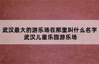 武汉最大的游乐场在那里叫什么名字 武汉儿童乐园游乐场